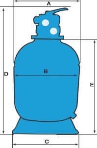 Dimensions filtre à sable Hayward Série pro vanne Top