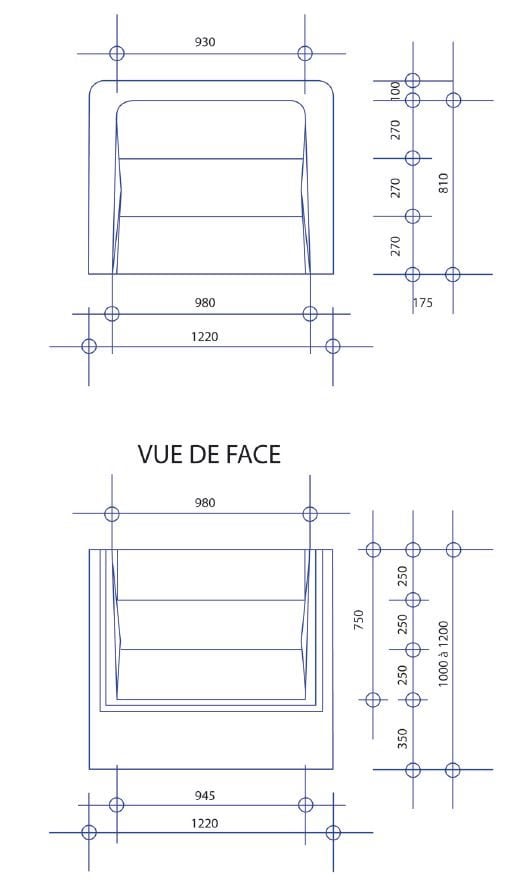Dimensions escalier carré 1.22m