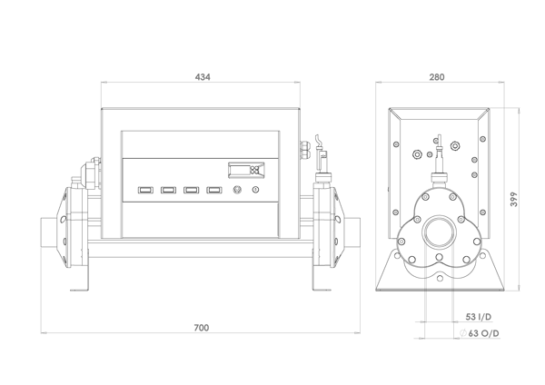 dimensions rechauffeur piscine elecro vulcan v-100